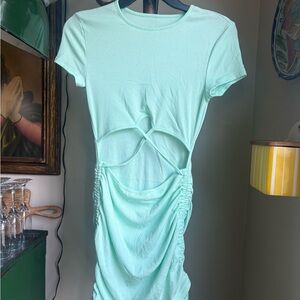 SHEIN Mint Green Cutout Mini Dress